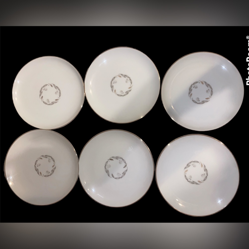 Vintage set of 6 Kaysons Fine China Golden Fantasy bread and butter plates